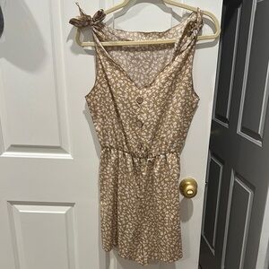 Brown Floral Sleeveless Romper